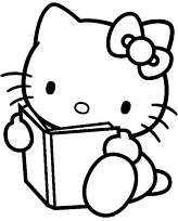 coloriage hello kitty lit un livre